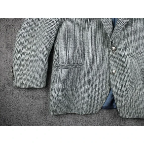 Saddleworth Superfine Wool Sable Mink Cashmere Jacket Coat Gray Herringbone